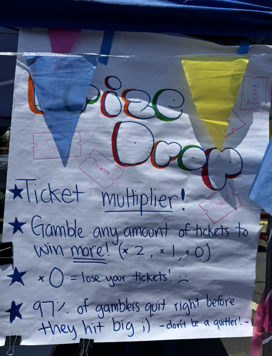 A picture of the gambling game poster made by Student Leadership.